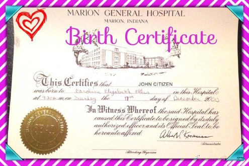 Download India Marion General hospital birth certificate Photoshop template